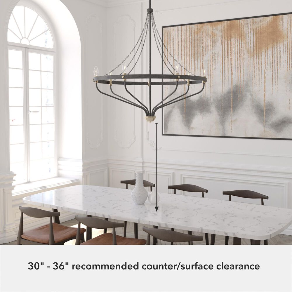 Hunter Merlin 7-Light Chandelier in Rustic Iron and Alturas Gold, , large
