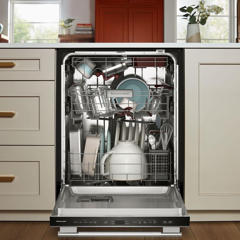 KitchenAid 24&quot; Built-In Bar Handle Third Rack Dishwasher with Stemware Shield and Stemware Clips in PrintShield Stainless Steel, , large