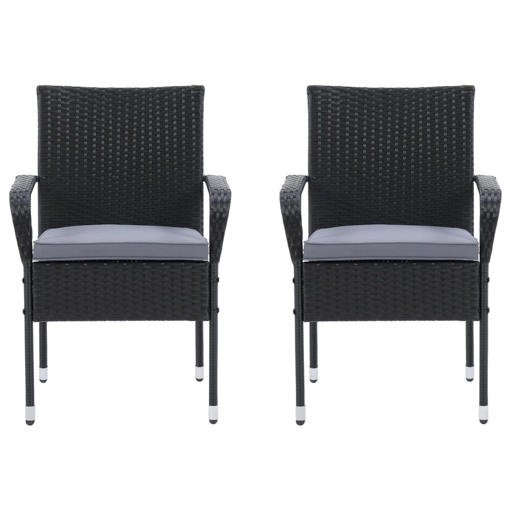CorLiving Parksville Patio Dining Chair in Black/Ash Gray &#40;Set of 2&#41;, , large