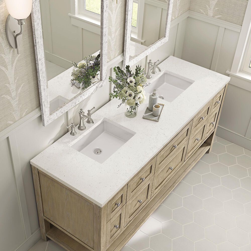 James Martin Vanities Breckenridge 72&quot; Double Vanity in Whitewashed Oak with 3 cm Lime Delight Quartz Top, , large