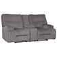 Benchcraft Coombs Double Power Reclining Loveseat with Console in Charcoal, , large