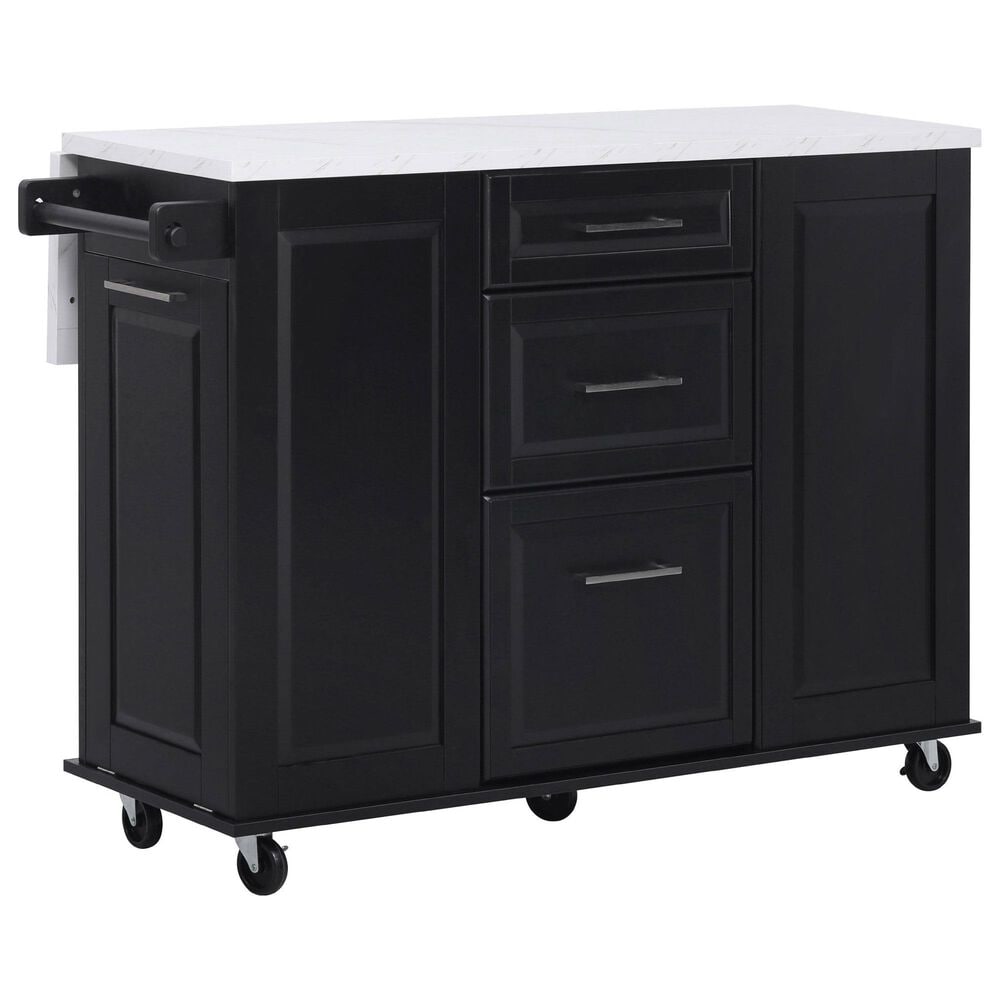 HOMLUX 51" Kitchen Island with Tilt Trash Can Cabinet in Black, , large