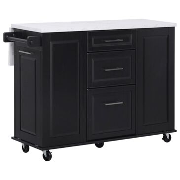 HOMLUX 51" Kitchen Island with Tilt Trash Can Cabinet in Black, , large