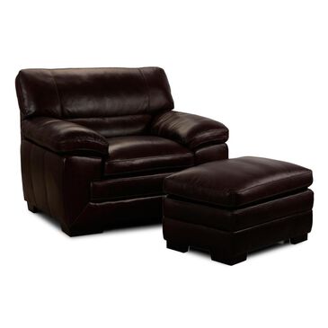 Sienna Designs Leather Chair and Ottoman in Amarillo Walnut, , large