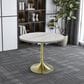 Leisuremod LeisureMod Verve Collection 36 Round Dining Table, Brushed Gold Base with Laminated White Marbleized Top, , large