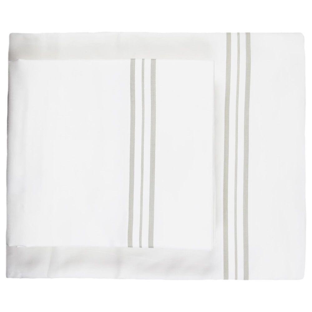 Ann Gish Art Of Home 4-Piece California King Hem Stripe Sheet Set In White Taupe, , large