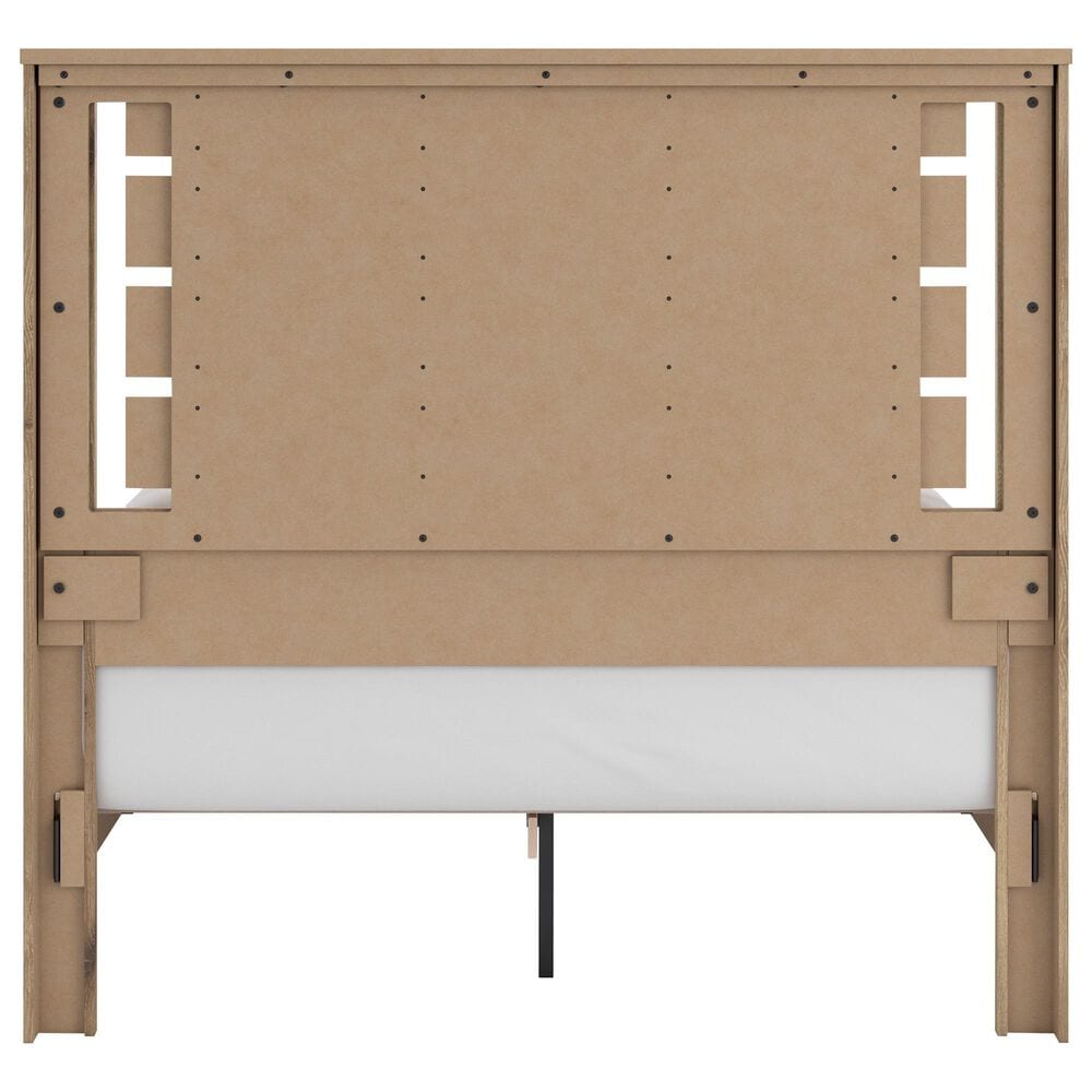 Ashley Brozmont Queen Platform Panel Bed with Two Nightstands in Natural Brown, , large