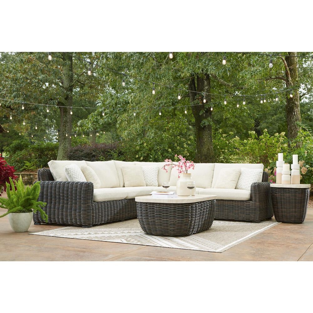 Ashley Kimora Patio Corner Chair in Beige, , large