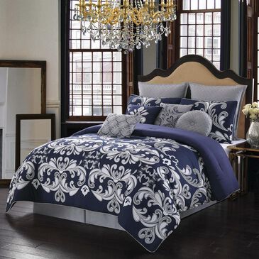 Pem America Style 212 10-Piece Queen Dolce Comforter Set in Silver and Navy, , large