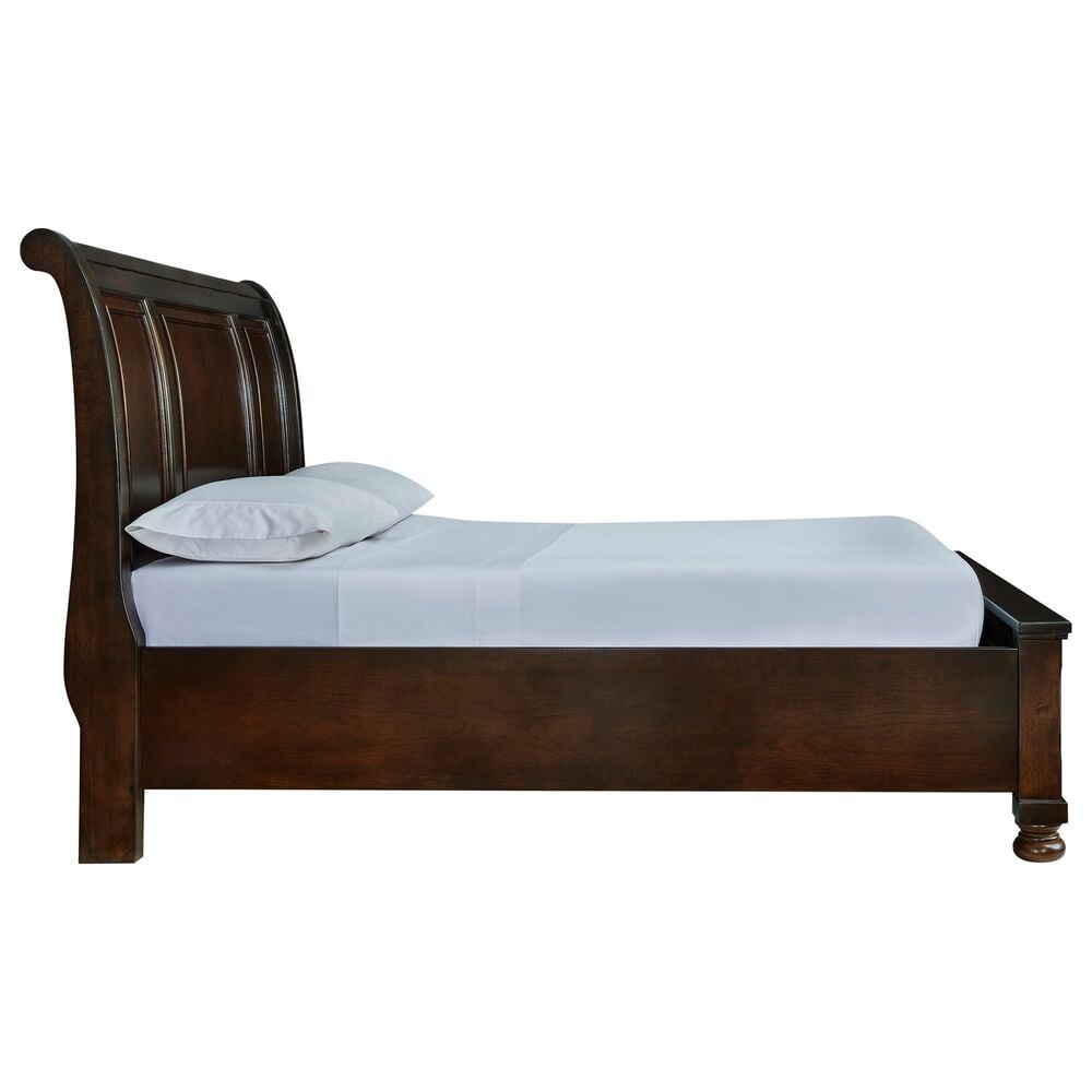 Ashley Porter Queen Sleigh Storage Bed in Rustic Brown, , large