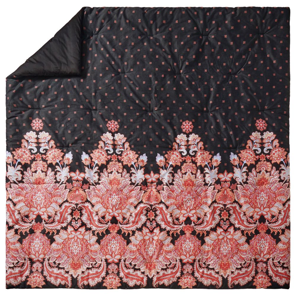Peking Handicraft Rhapsody 3-Piece Full/Queen Comforter Set in Black and Pink, , large