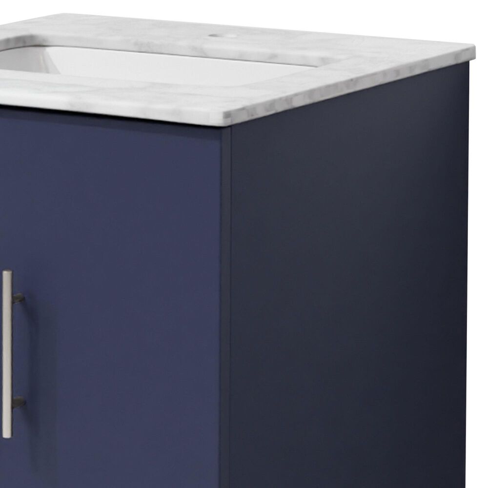 Lexora Home Geneva 24" Single Bathroom Vanity in Navy Blue with 2 cm White Carrara Marble Top and Rectangular Sink, , large