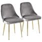 LumiSource Marcel Side Chair with Silver Velvet Cushion in Gold (Set of 2), , large