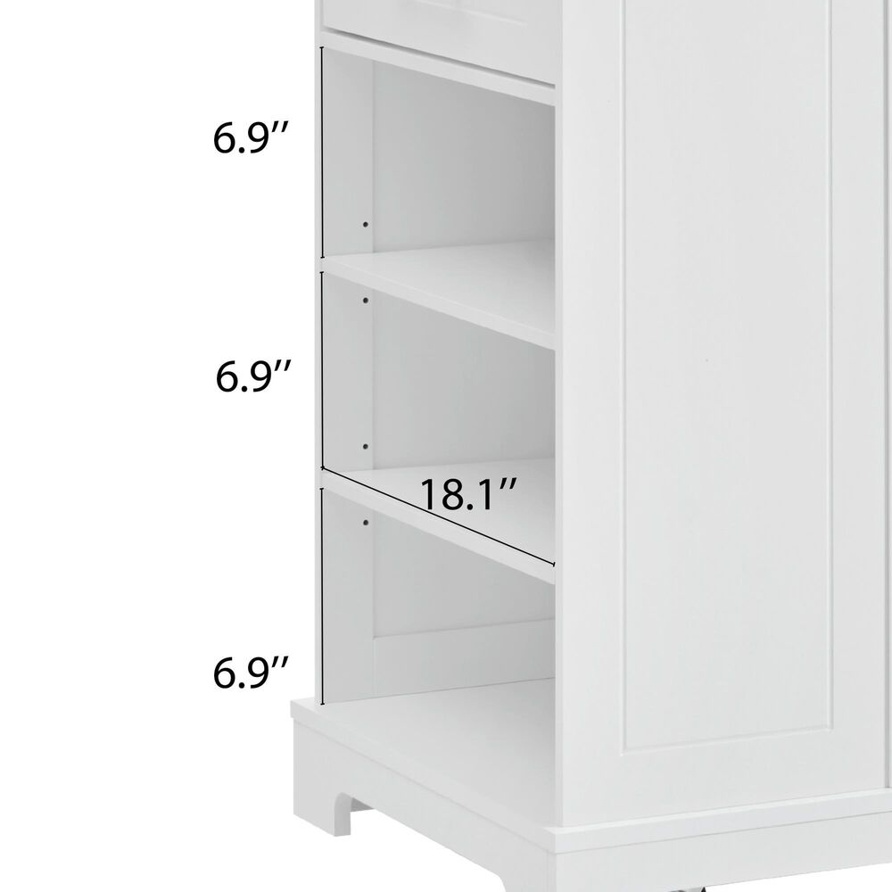 HOMLUX 49" Kitchen Island with Trash Can Storage Cabinet in White, , large