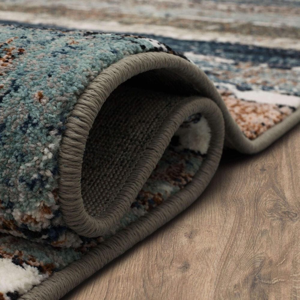 Karastan Epiphany Colorful Waves 8&#39; x 10&#39; Robin&#39;s Egg Area Rug, , large