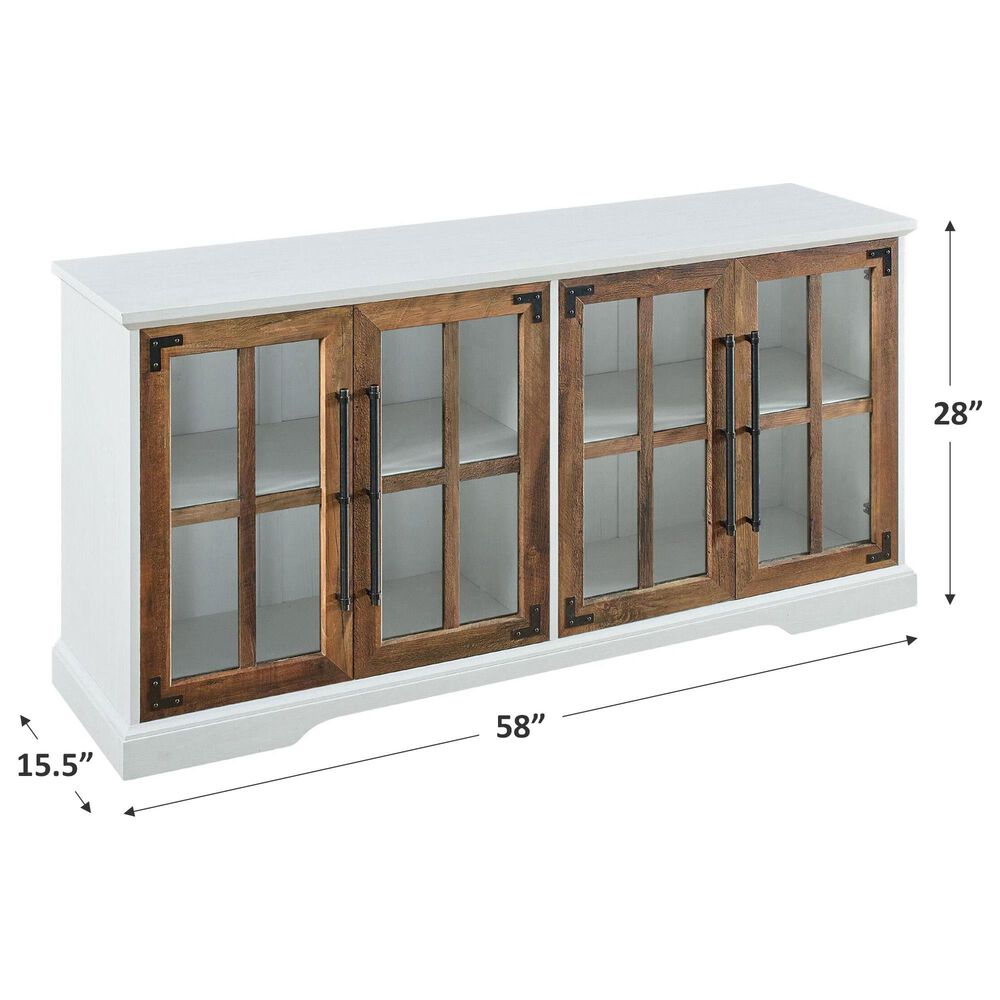 Walker Edison Abigail 58&quot; TV Stand in Brushed White/Rustic Oak, , large