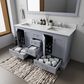Lexora Home Dukes 60" Double Bathroom Vanity in Dark Grey with White Cultured Marble Top and Rectangular Sinks, , large
