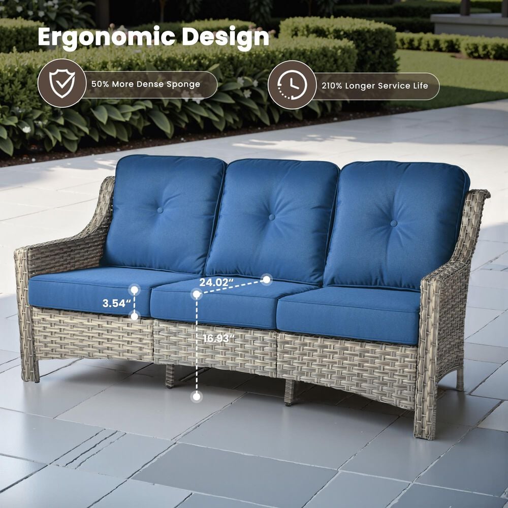 HOMLUX 5-Piece Outdoor Conversation Set with Solar Lighting Table in Navy Blue, , large