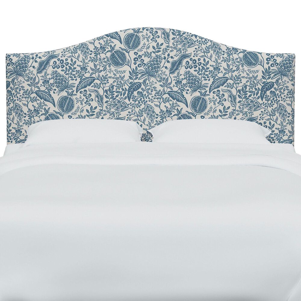 Rifle Paper Co Crafted by Cloth and Company Mayfair Full Headboard in Peacock Blue/White, , large