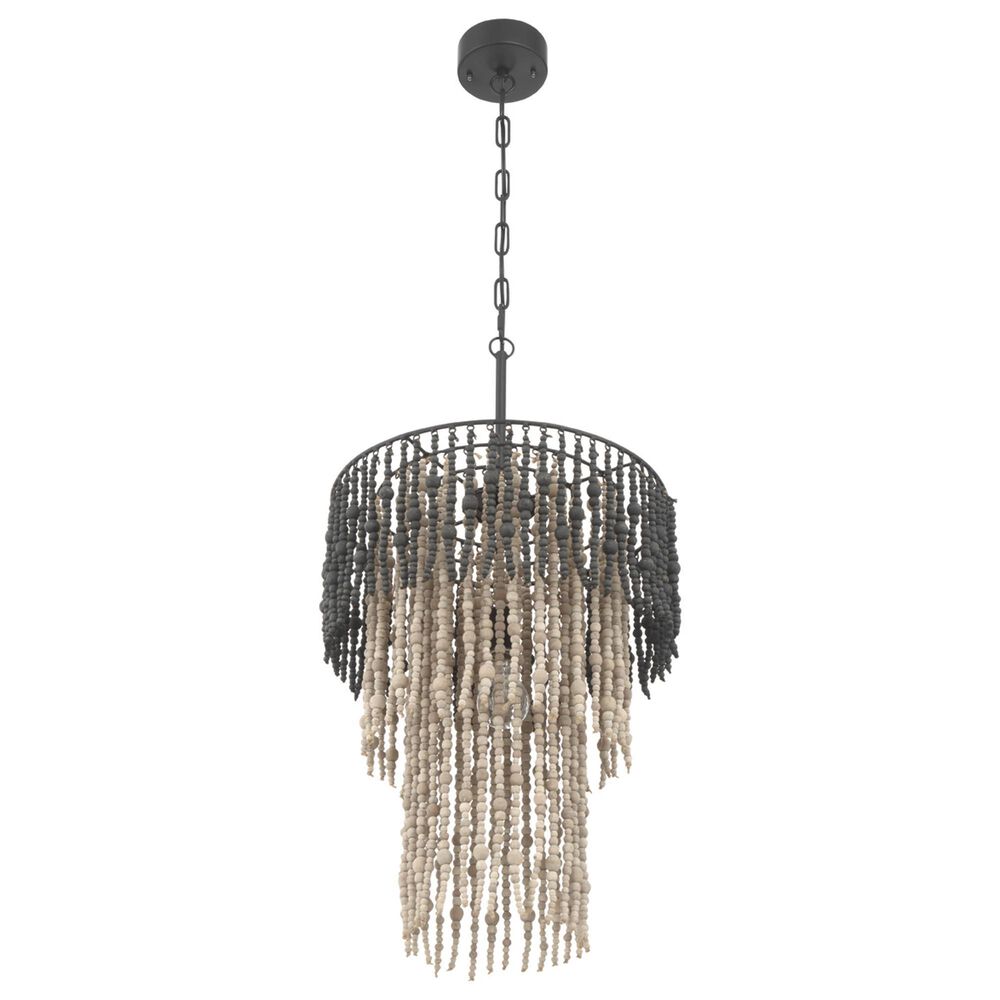 Creative Coop Marin 3-Tier Ombre Beaded Wood Chandelier in Black, , large