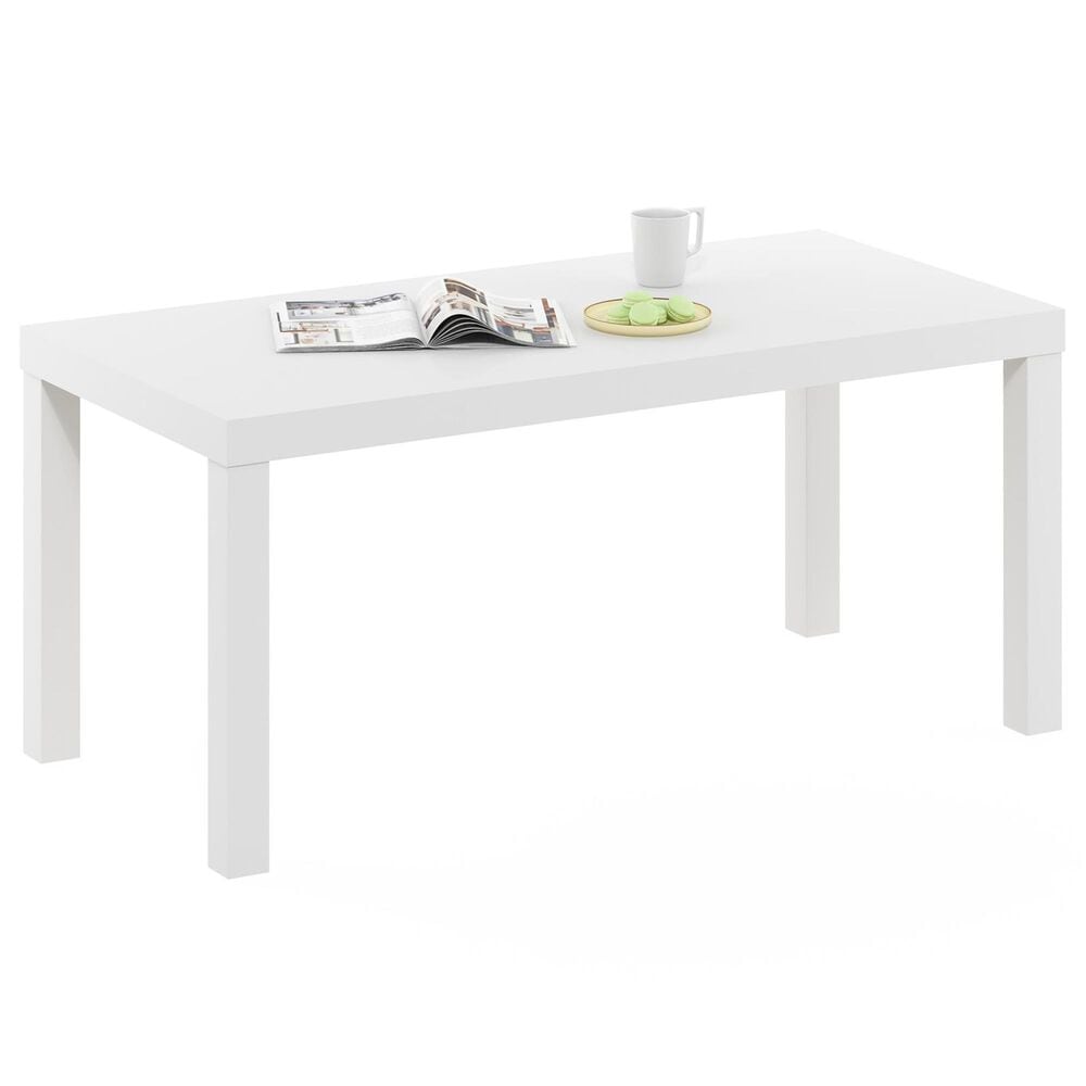 HOMLUX Rectangular Coffee Table in White, , large