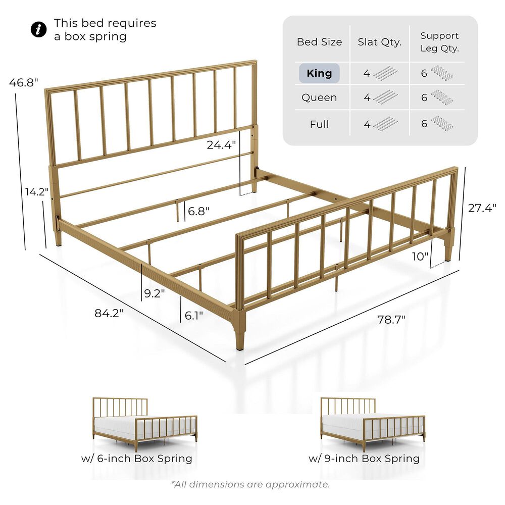 Furniture of America Blair King Slat Bed in Gold, , large