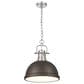 Golden Lighting Duncan 1-Light Pendant with Chain and Rubbed Bronze Shade in Pewter, , large