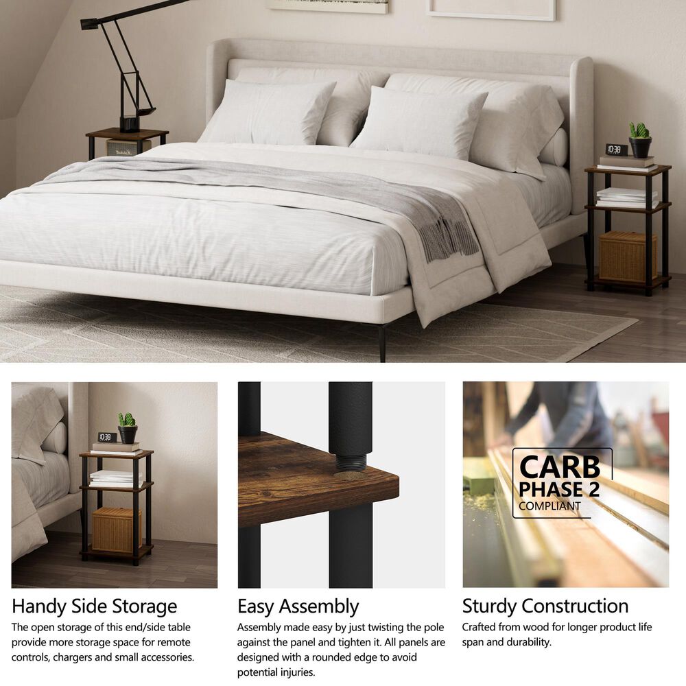 HOMLUX 3-Tier End Table in Amber Pine and Black, , large