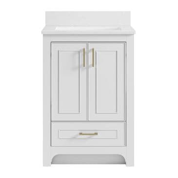 37B Lucerne 24" Single Bathroom Vanity Cabinet in Bright White with Marble Top and Backsplash, , large