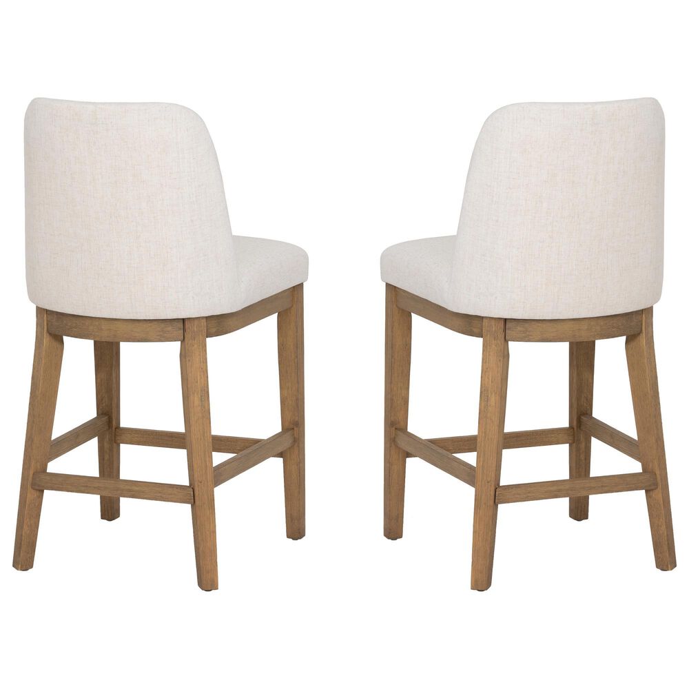 Linon Home Decor Tucker Counter Stool with Cream Cushion in Natural Brown (Set of 2), , large