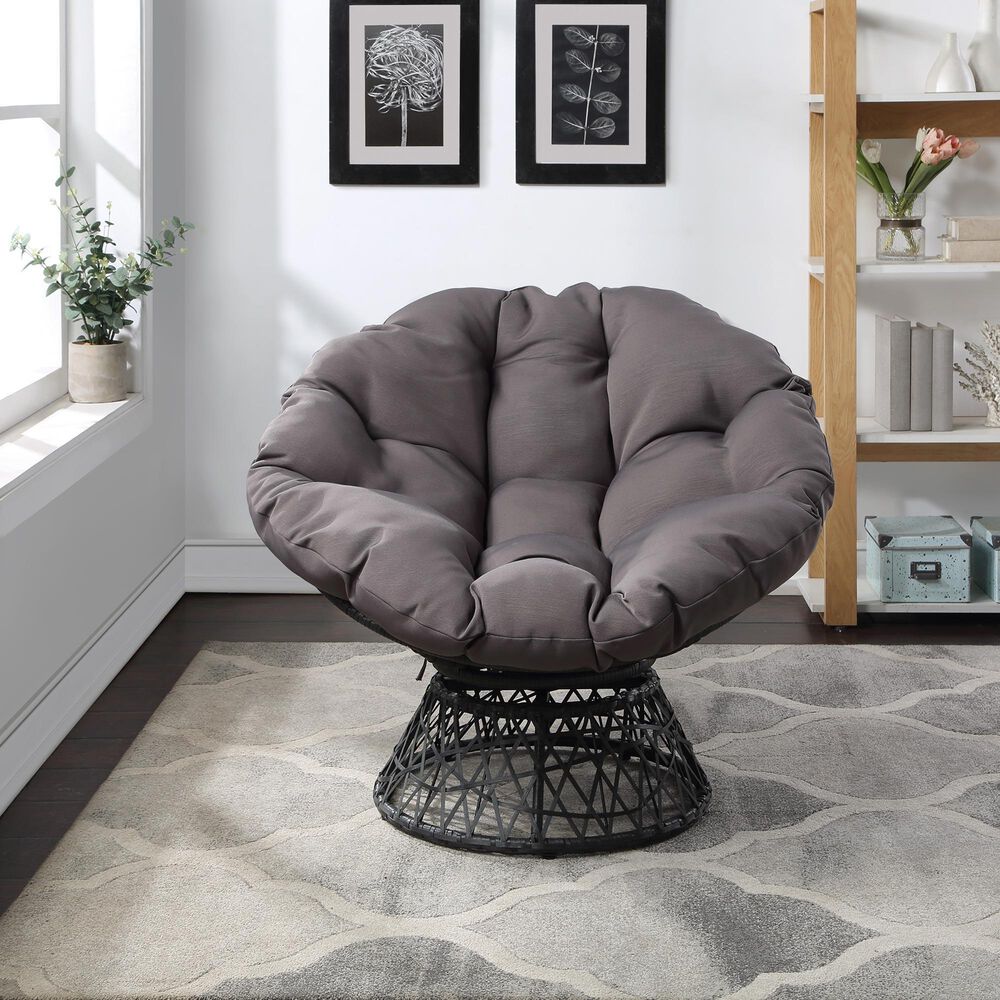 Valor Living Papasan Swivel Chair in Grey, , large