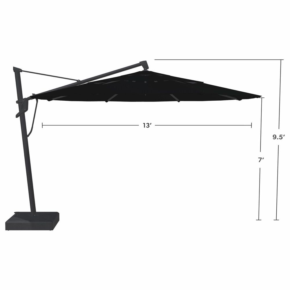 Garden Party Starlux AKZ Plus 13" Octagon Cantilever Umbrella with Base in Black, , large