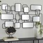Maple and Jade 26" x 45" Metal Geometric Overlapping Rectangular Wall Mirror in Matte Black, , large