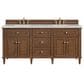 James Martin Vanities Lorelai 72" Double Bathroom Vanity in Mid-Century Walnut with 3 cm Eternal Jasmine Pearl Silestone Top, Rectangular Sinks and FreePower Wireless Charger, , large