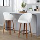 LumiSource Matisse 26" Swivel Counter Stool with White Faux Leather Upholstery in Walnut and Black (Set of 2), , large
