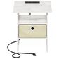 HOMLUX USB and Type-C Port Charging Station End Table with Ivory Storage Bin in Marble White, , large