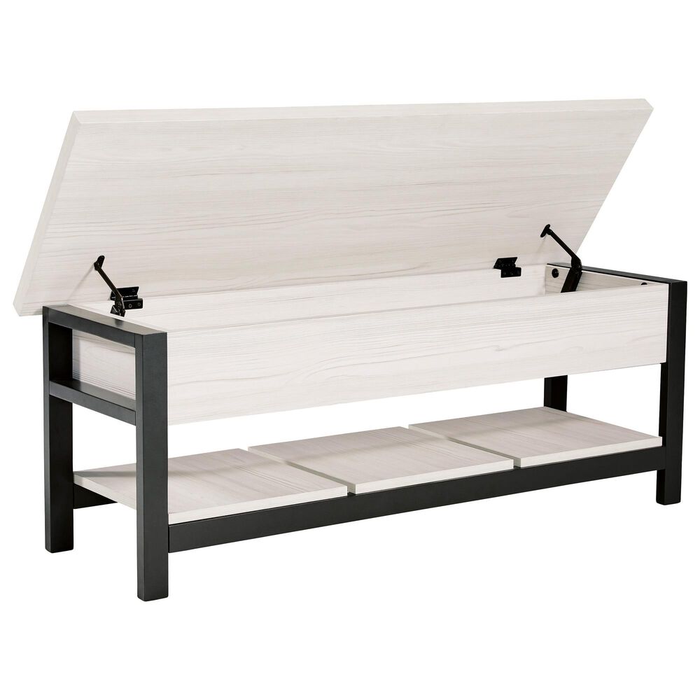 Signature Design by Ashley Rhyson Storage Bench in White and Black, , large