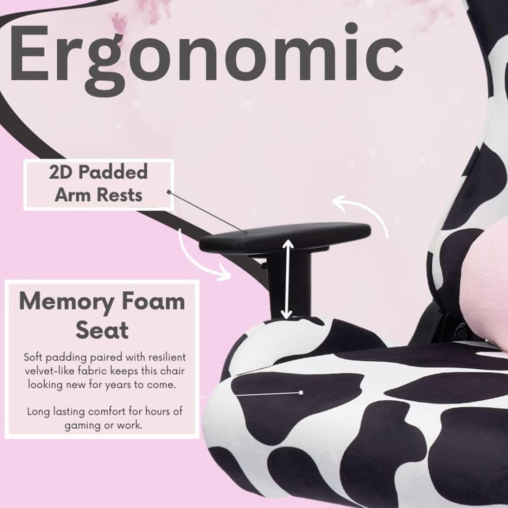 Rta Products Llc Cow Gaming Chair in Black and White, , large