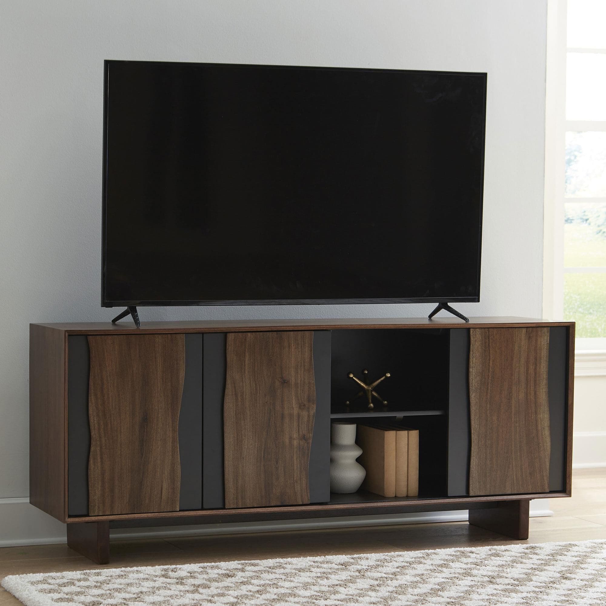 Ashley Welby Accent Cabinet in Medium Brown and Charcoal Gray