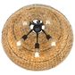 Golden Lighting Rue 5-Light Pendant in Matte Black with Woven Sweet Grass Shade, , large