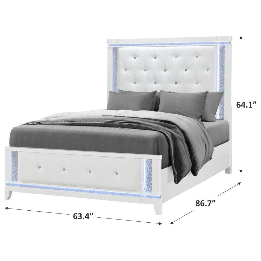 Modern Market Alina Queen Panel Bed with LED in White, , large