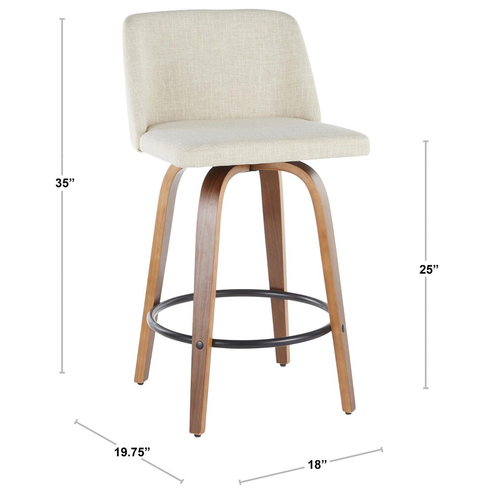 Lumisource Tintori Counter Stool in Cream, Walnut and Black &#40;Set of 2&#41;, , large