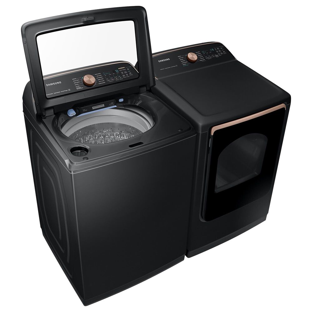 Samsung 5.5 Cu. Ft. Smart Top Load Impeller Washer and 7.4 Cu. Ft. Electric Dryer in Brushed Black, , large