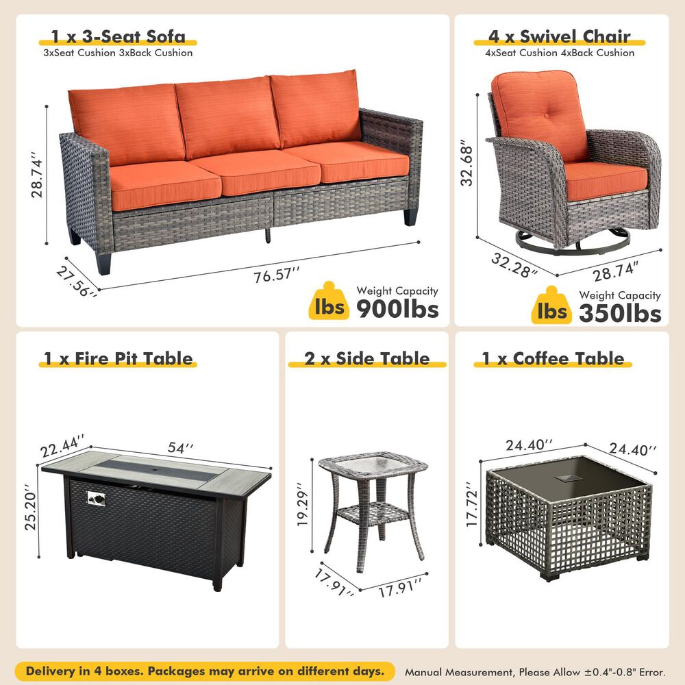 HOMLUX 9-Piece Outdoor Conversation Set in Orange, , large