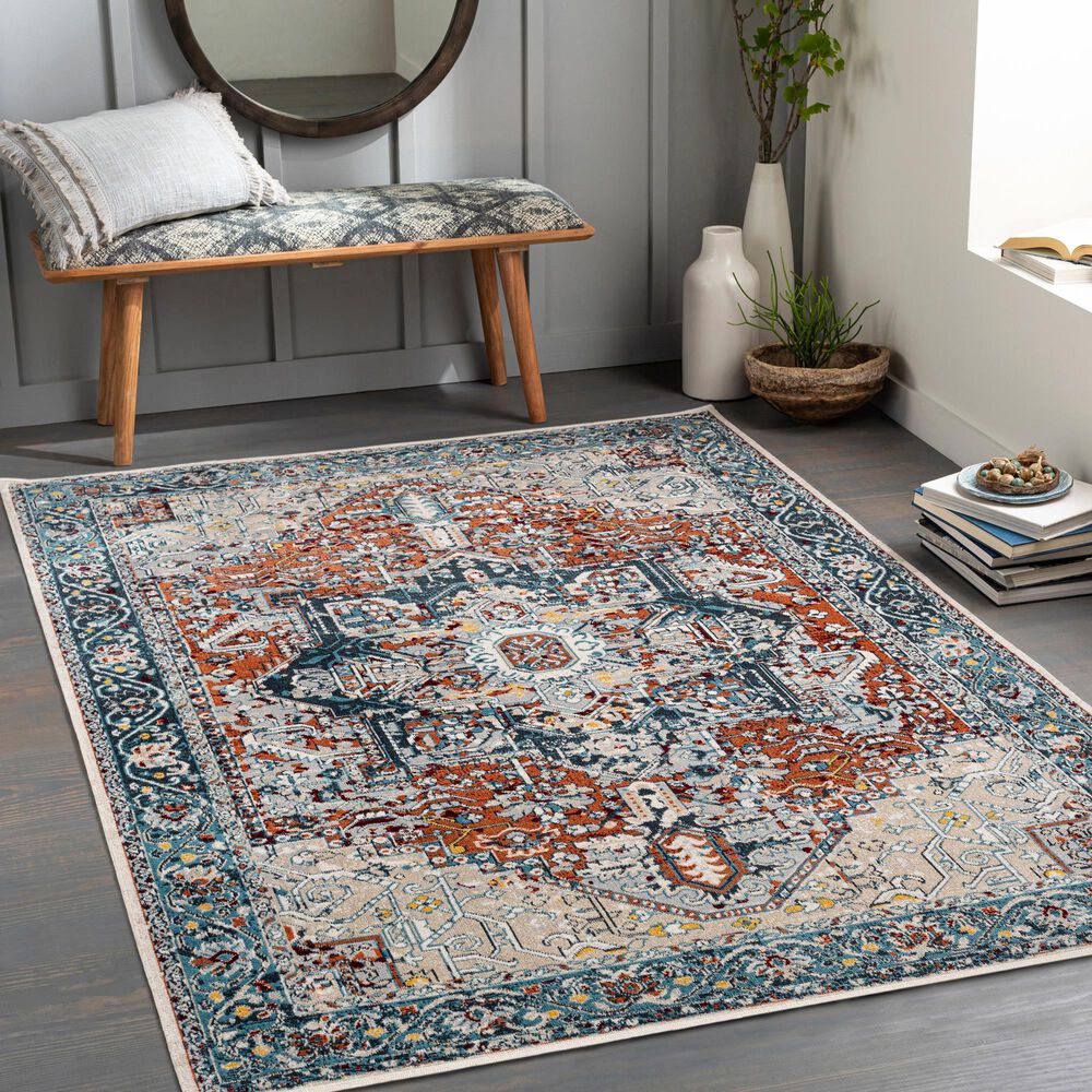 Surya Lavadora 7&#39;10&quot; x 10&#39; Ink Blue, Brick Red, Mustard, Gray, Light Beige and Cream Area Rug, , large