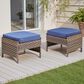Hearth and Haven Patio Wicker Ottoman with Open Base Design in Blue (Set of 2), , large