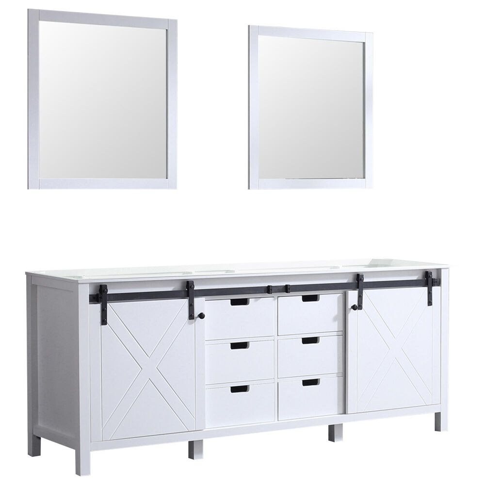 Lexora Home Marsyas 80" Double Bathroom Vanity and Mirrors in White, , large