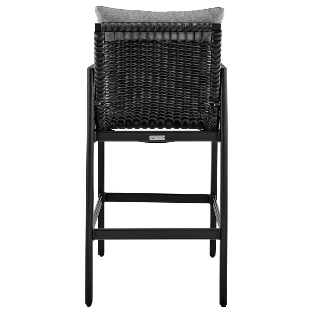 Armen Living Cayman Patio Bar Stool in Dark Gray, , large