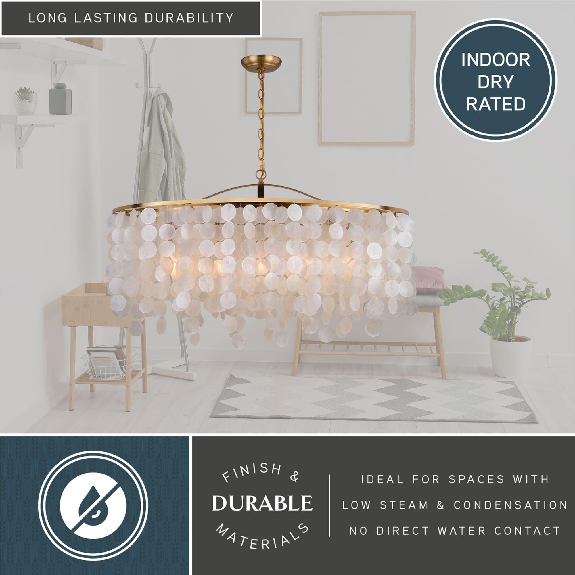 Vaxcel Elsa 5-Light Oval Linear Chandelier in Natural Brass