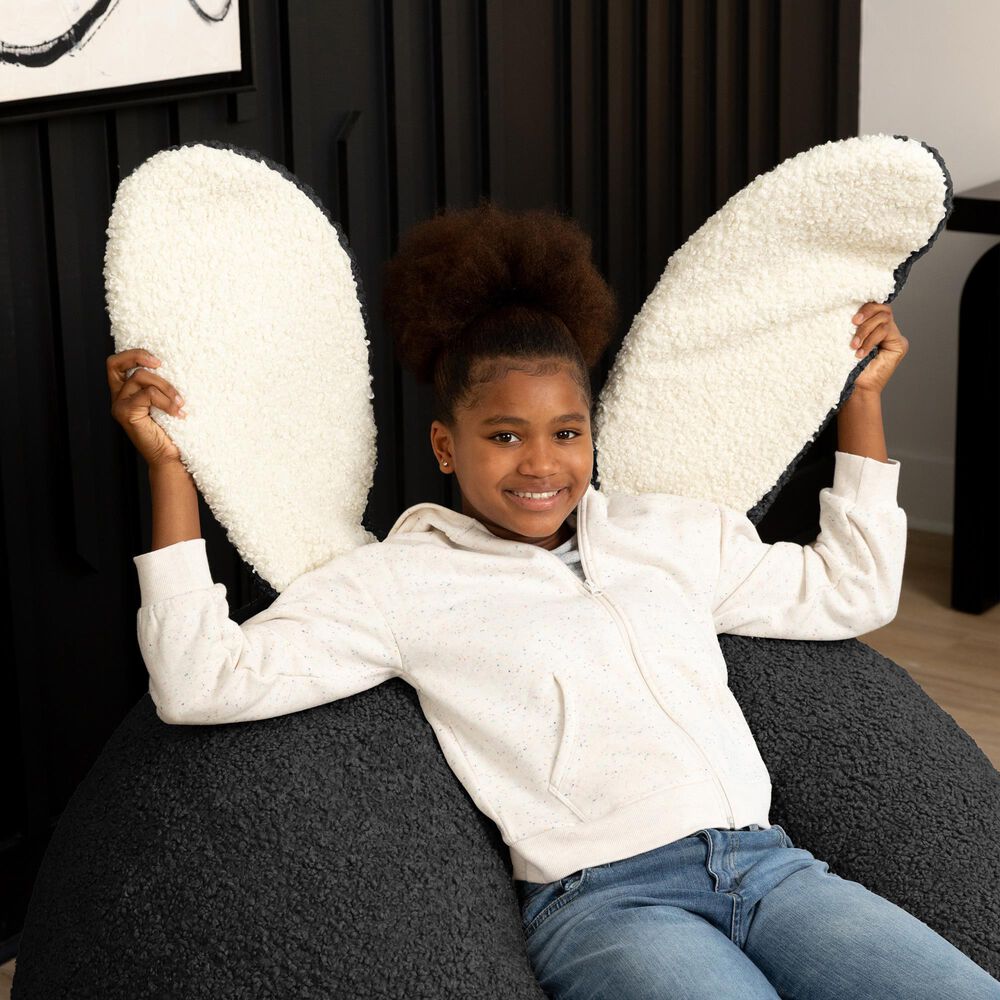 Jaxx HopSeat Bunny Oval Shaped Large Bean Bag Chair in Black, , large